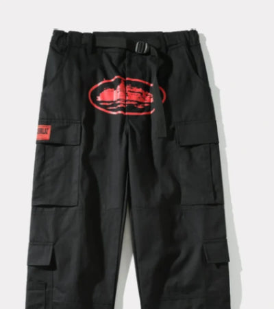 Corteiz Mula Guerillaz Cargos – Black/Red