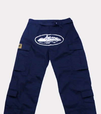 Corteiz Mula Guerillaz Cargos – Blue/White